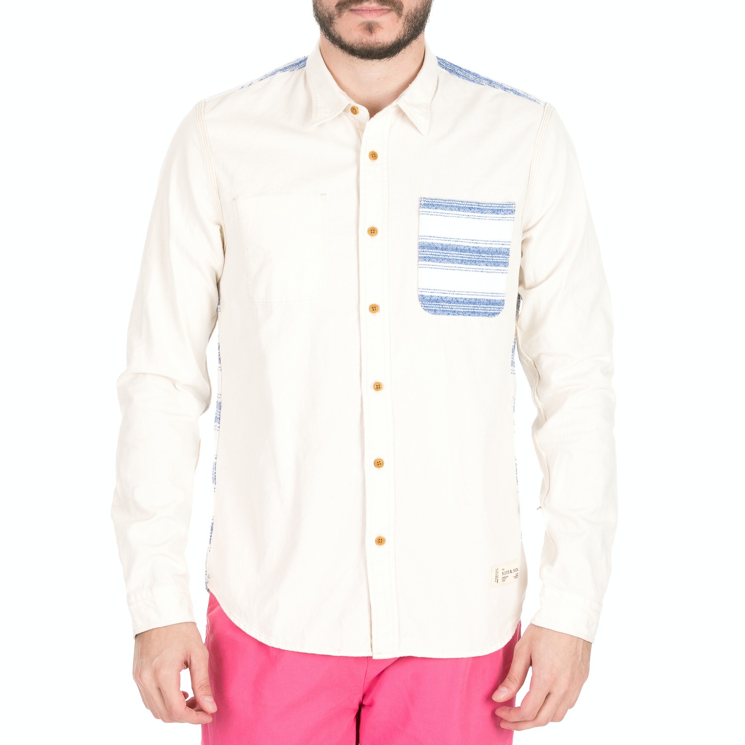 Ανδρικά/Ρούχα/Πουκάμισα/Μακρυμάνικα SCOTCH & SODA - Ανδρικό πουκάμισο SCOTCH & SODA λευκό