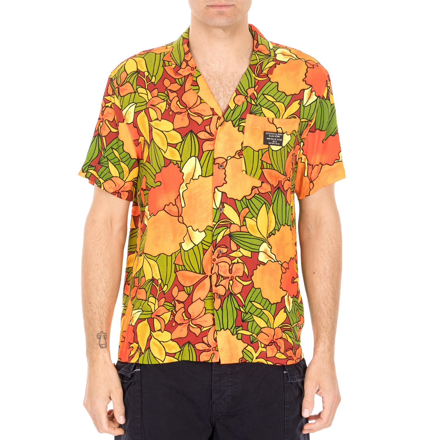 Ανδρικά/Ρούχα/Πουκάμισα/Κοντομάνικα-Αμάνικα SCOTCH & SODA - Ανδρικό πουκάμισο SCOTCH & SODA πορτοκαλί